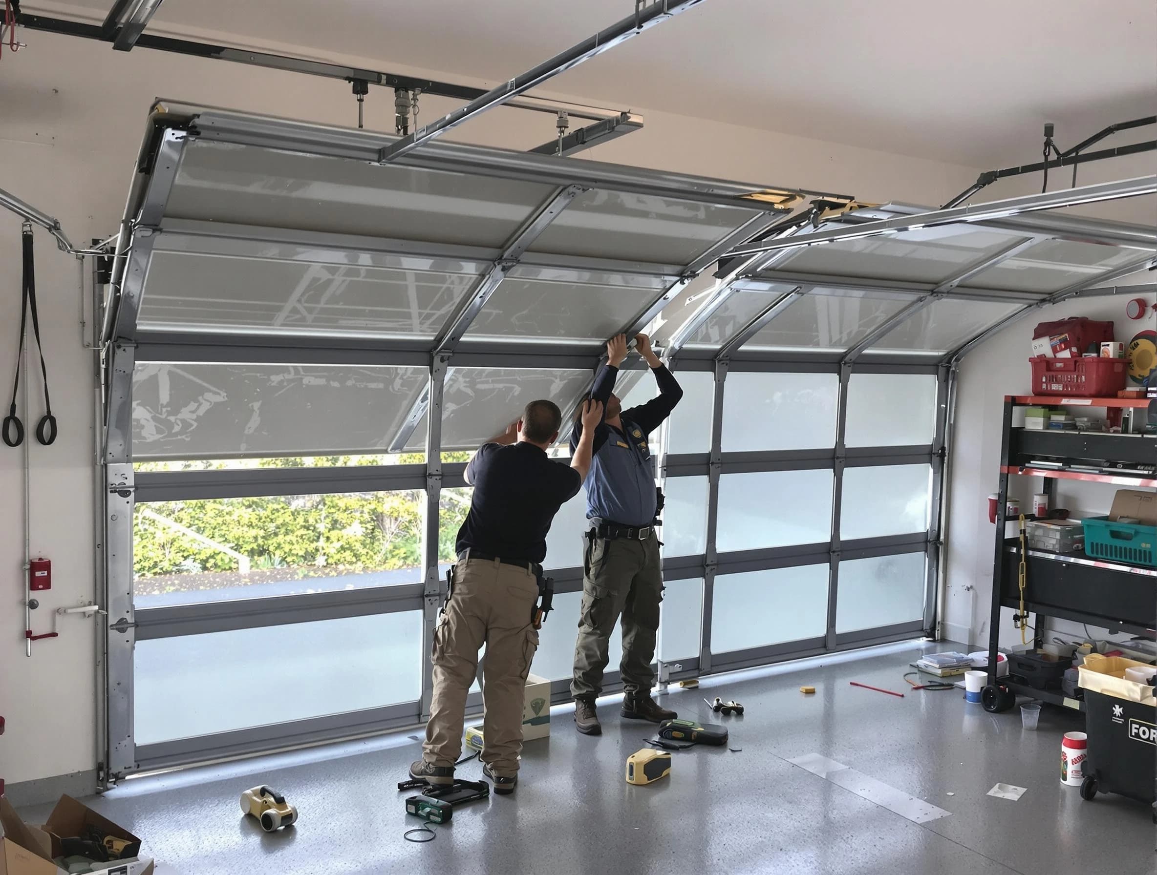 Lochbuie Garage Door Repair expert performing precise panel replacement on Lochbuie garage door
