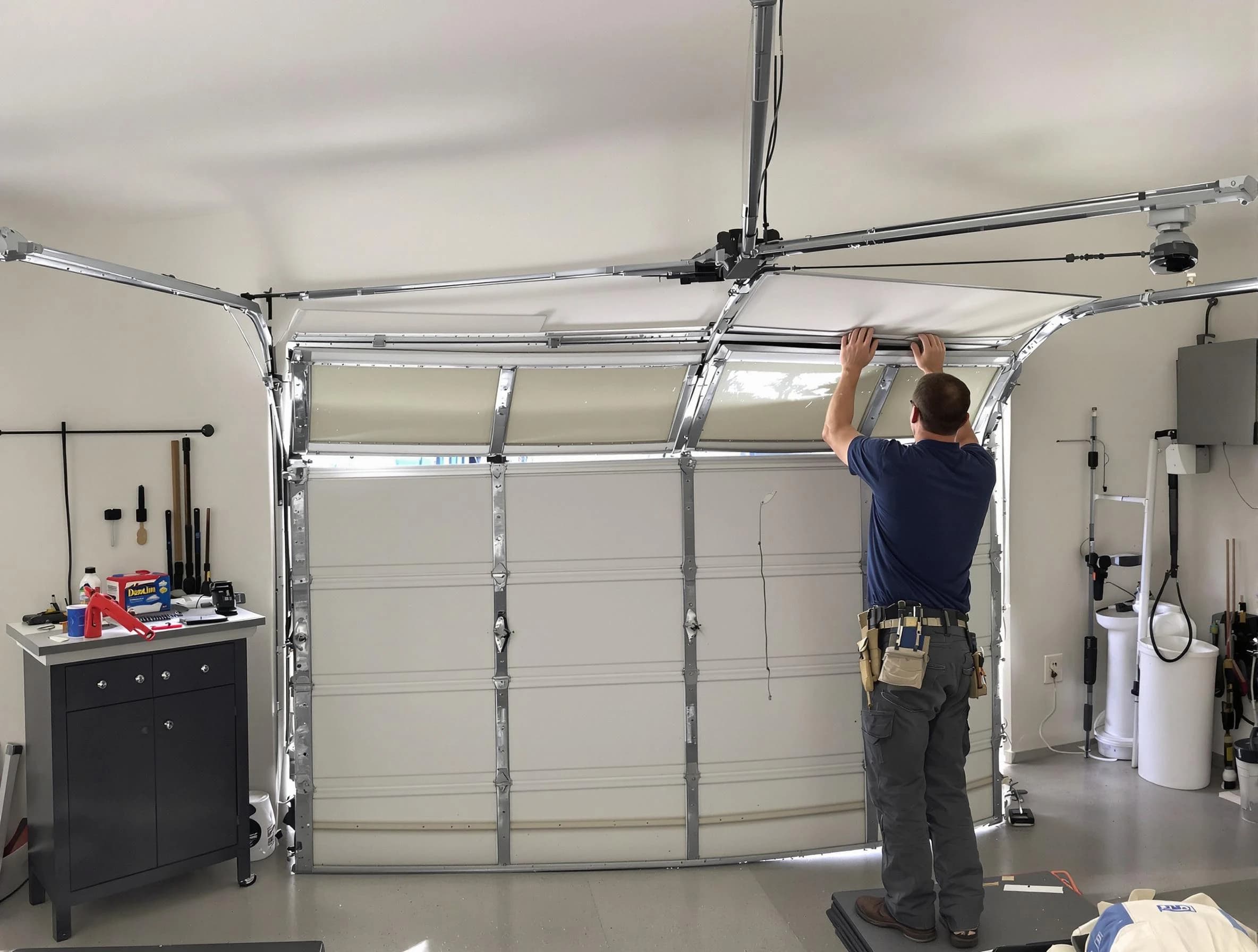 Lochbuie Garage Door Repair specialist performing precise section replacement on Lochbuie garage door