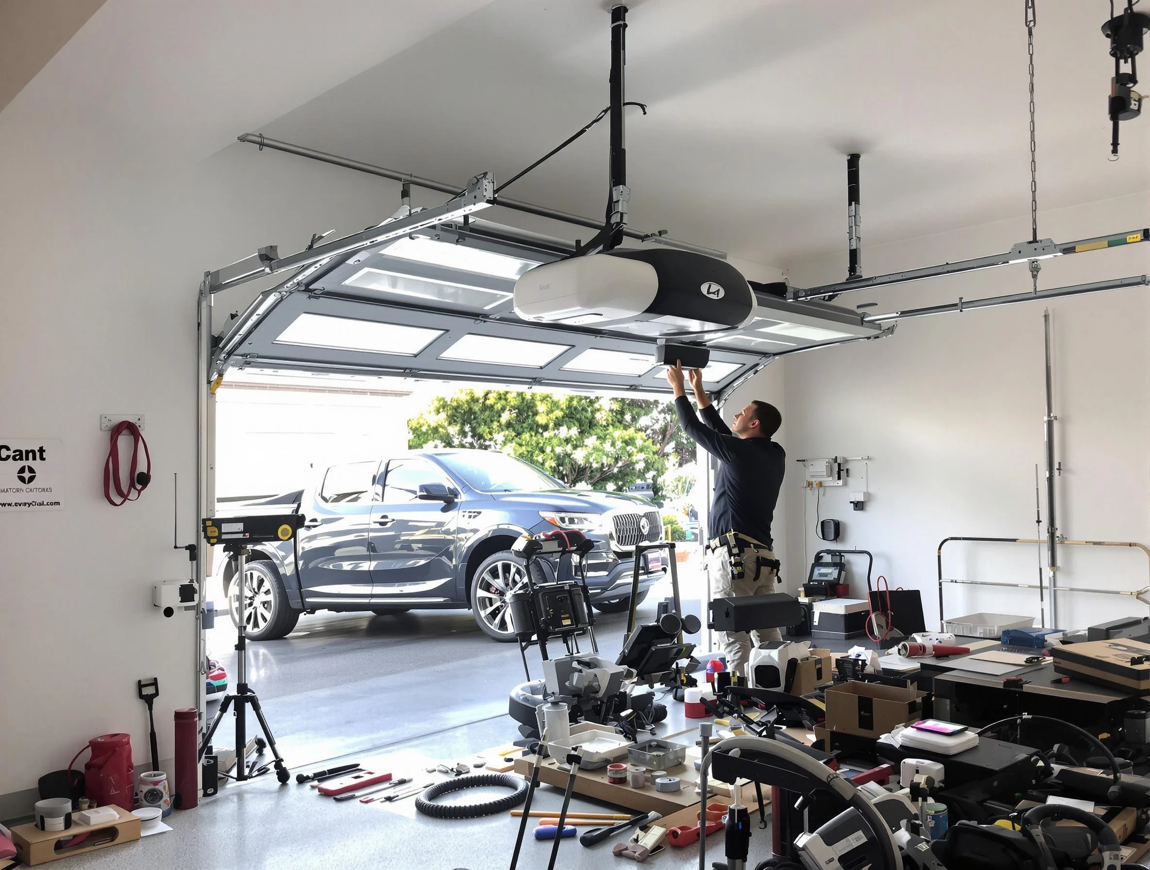 Lochbuie Garage Door Repair specialist installing smart garage door opener system in Lochbuie home