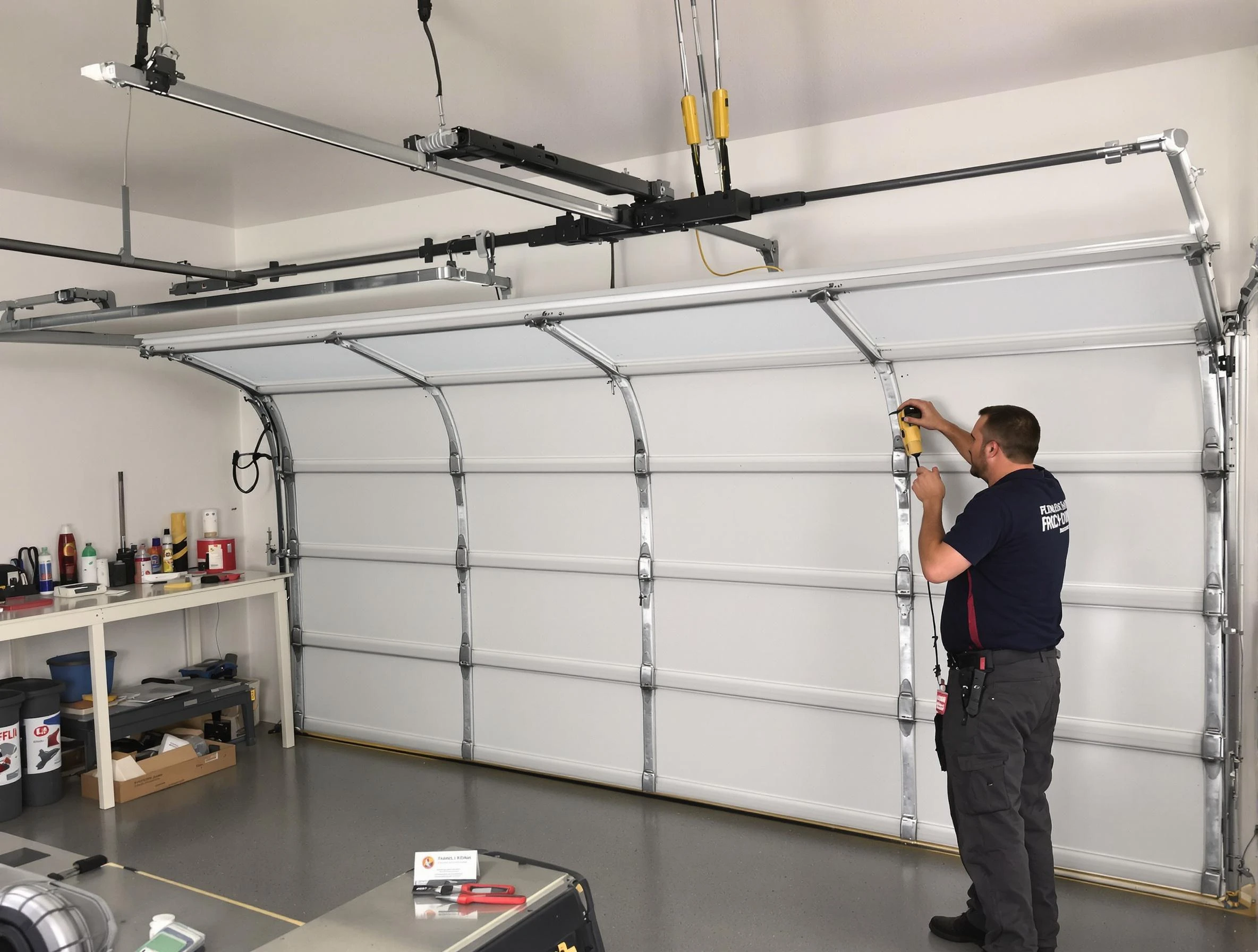 Lochbuie Garage Door Repair certified technician performing overhead door system repair in Lochbuie