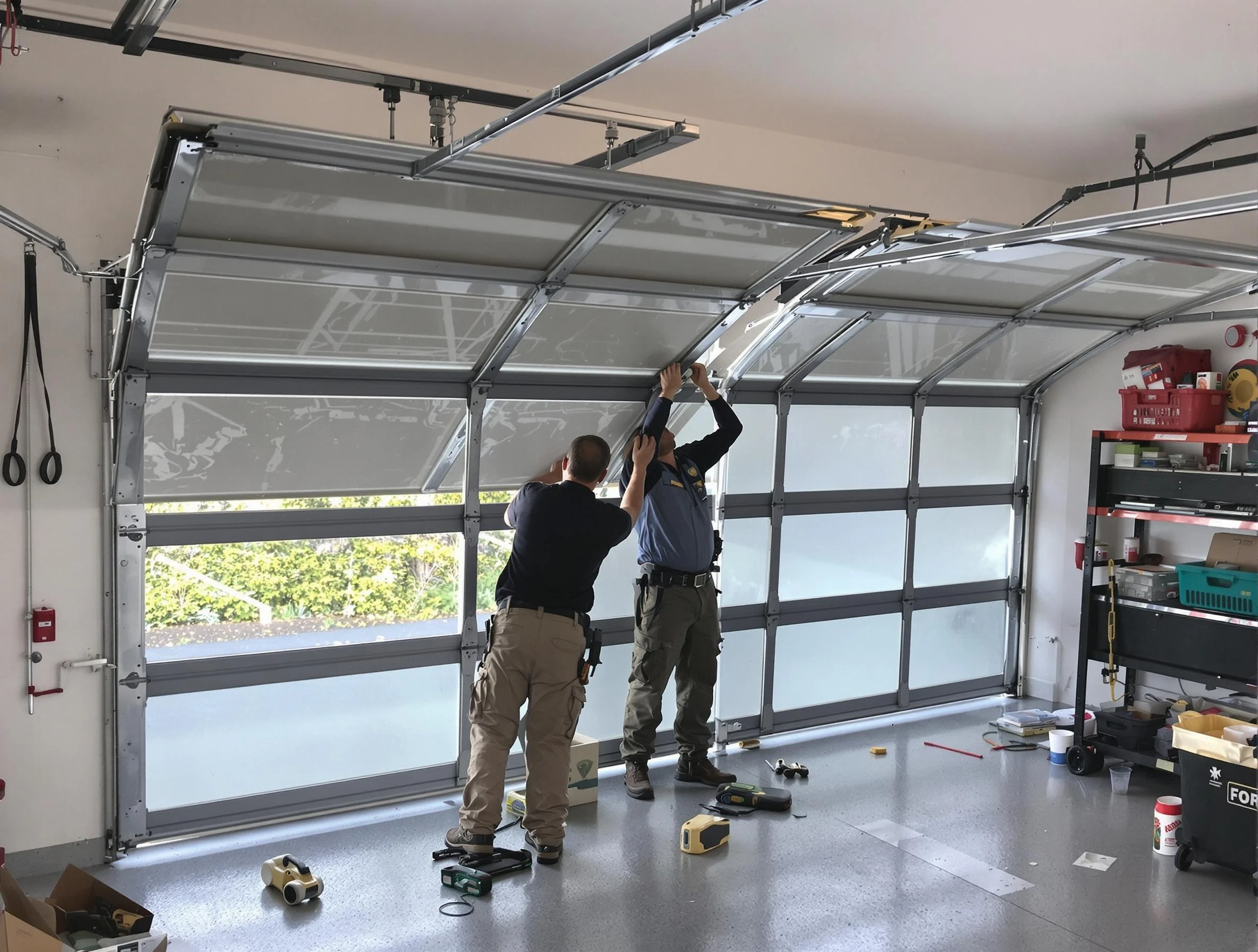 Lochbuie Garage Door Repair expert performing precise panel replacement on Lochbuie garage door