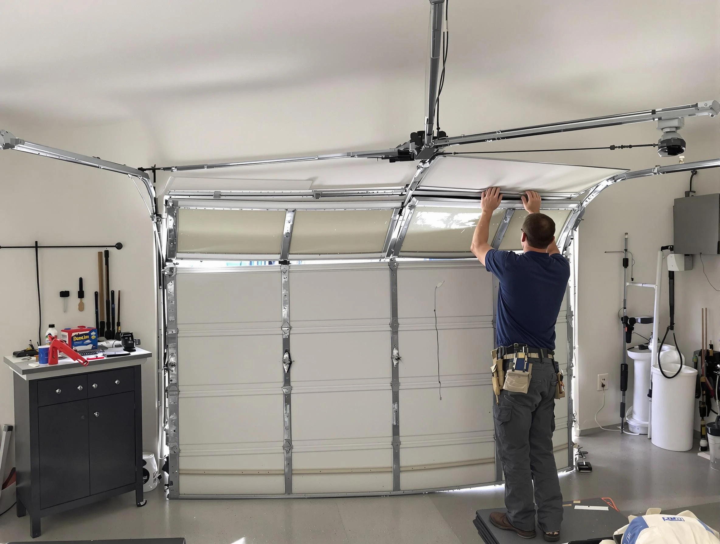 Lochbuie Garage Door Repair specialist performing precise section replacement on Lochbuie garage door